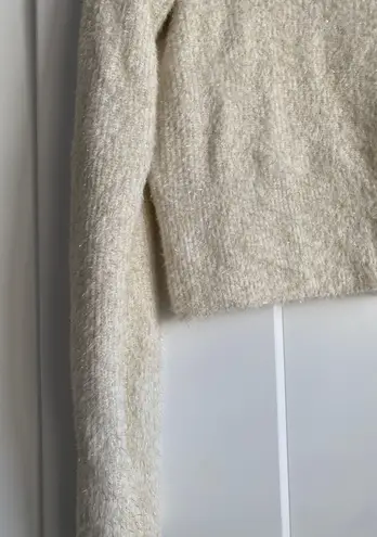 Happily Grey Cream Gold Sparkle Knit Scoop Neck Balletcore Boho Sweater XL