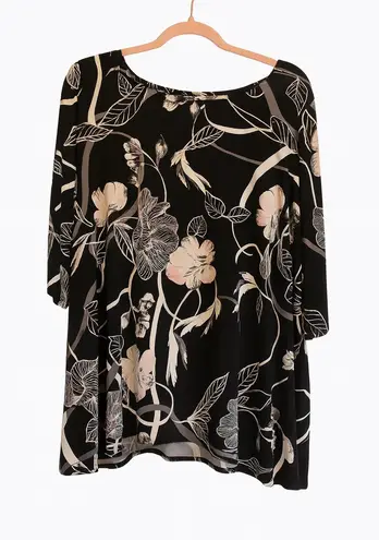 Alfani Floral Slip-On Dress – Size Large – Black with White & Pale Pink Accents