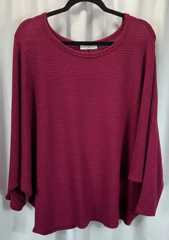 Zenana Outfitters 2X Burgundy Oversized Ribbed Sweater comfortable casual