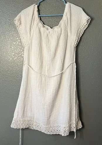 Michael Stars White Gauze & Crochet Lace Trim Dress/Tunic - Size Large