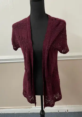 Cloud Chaser Burgundy Lace Short Sleeve Cardigan
