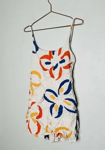 Rebecca Taylor White Multicolored Flame Fleur Skirted Romper Size 0