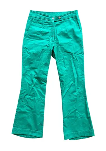 Laurence Bras Women's Snap Closure Flare Cotton Denim Pants Green Size 38 / 6