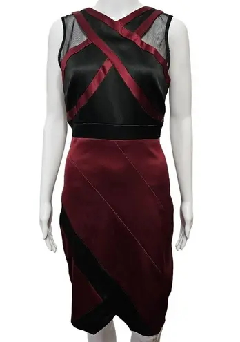 Dressbarn DB Established 1962 Burgundy Cross Front Satin Sheath Dress Size 4 Red