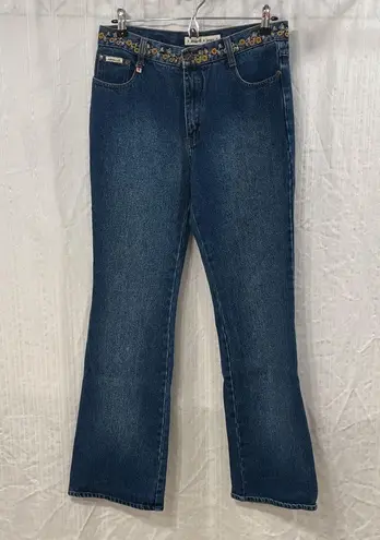 Zana Di Vintage Flare Jeans with Floral Embroidery