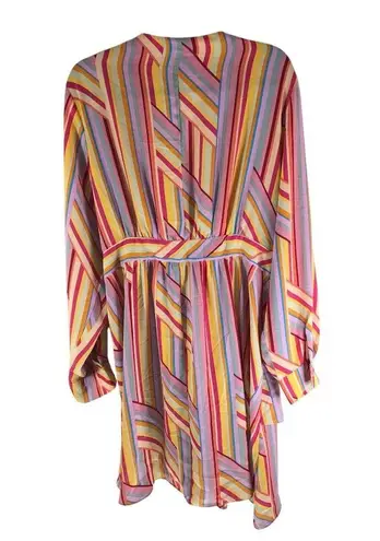 City Chic Womens Wrap Tunic Top Mini Dress Striped Colorful M/18