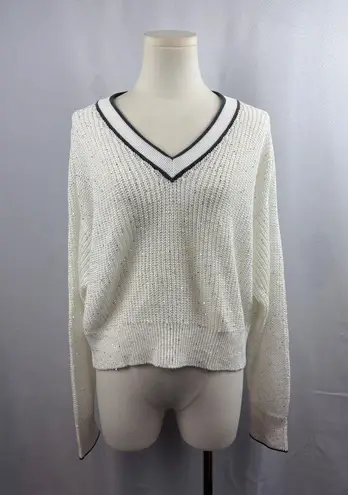 Brunello Cucinelli Brand New Women’s XS Cream Sweater with Silver Sparkles