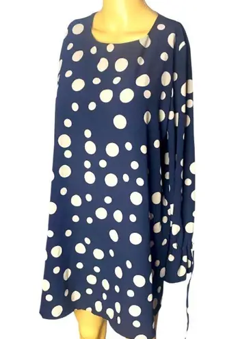 Nygard Polka Dot Bell Sleeve Shift
Dress Navy Blue White Size S