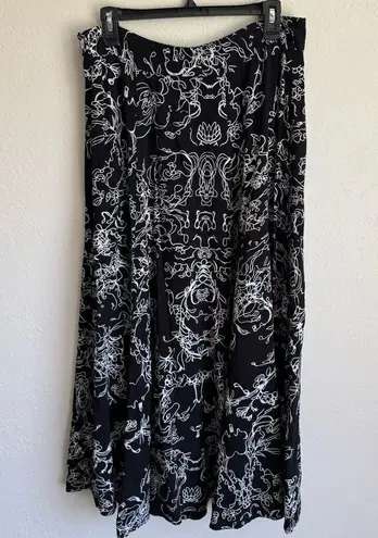 Soft Surroundings NWOT Black Floral Flowing Maxi Skirt Womens L Cottagecore