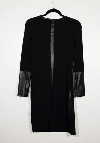 Harrison Hollis Black Faux Leather Insert Mini Dress Size Small