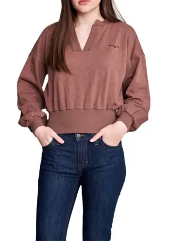 Kimes Ranch Ladies Dewey V Neck Brown Pullover Sweatshirt Size XXL