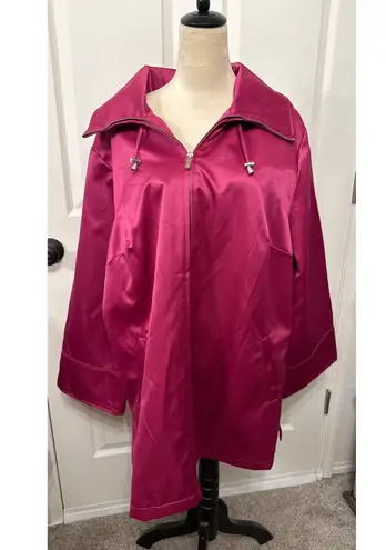 NWT Dennis by Dennis Basso Hot Pink Satin Short Zip