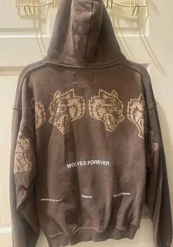 Darc Sport Brown Oversized Graphic Hoodie Size M
