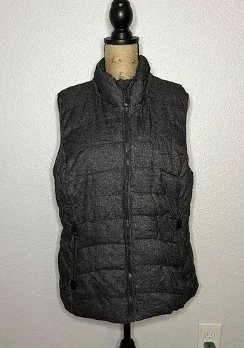 Green Tea Womens Grey Puffer Faux Fur Lined Vest Pockets sz XL Warm Winter White