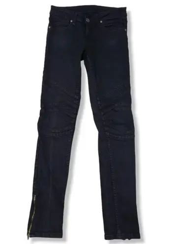 Dr. Denim Jeans Makers Size 29 27x30 Denise 101 Skinny Jeans Moto Ankle Zip Black Denim Pants