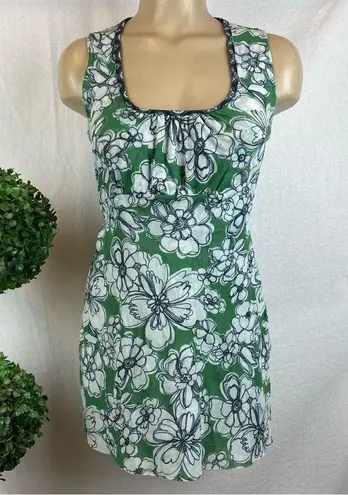 Sweet Pea Green & White Floral Mesh Short Sleeve Print Top L Size L