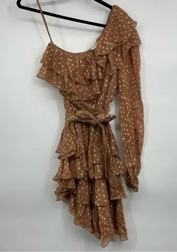 Rococo  Sand Aine One Shoulder Dress in Tan Women's Size Small