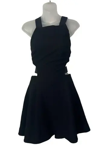 Elizabeth and James Black Darrien Textured Cut Out Mini Dress 8