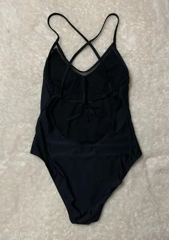 Xhilaration 🌸(3/$20) floral embroidered black mesh inset one piece swimsuit