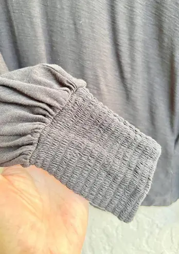 Nation Ltd Nation Puff Sleeve 100% Pima Cotton Pleated Tee Shirt Black Women's Size Medium