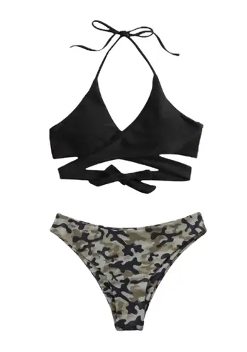 SheIn Black Tie Bikini & Camo Bottoms