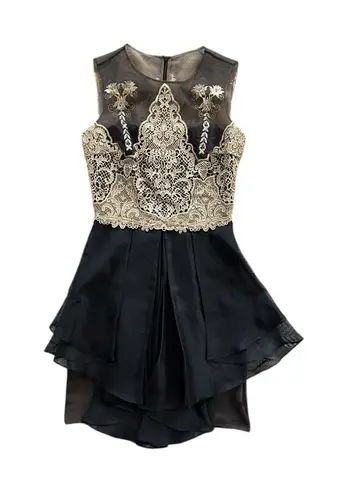 NWT Marchesa Notte Embroidered Dress Gold Black Ethereal Fairy Party Cocktail 4