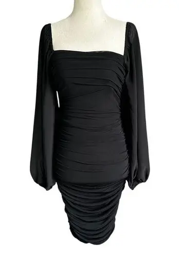 That's So Fetch Black Lined Ruched Mini Bodycon Dress Women Size 2 | 34