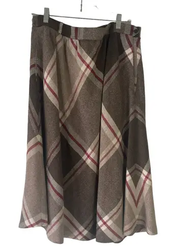 Summit Too Vintage 90s Women's Size 32 Wool Academia Plaid Maxi Skirt Brown