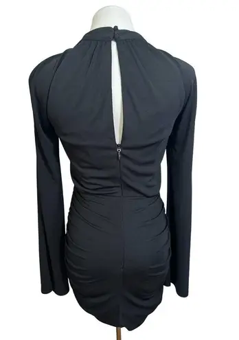 Cinq à Sept Cinq A Sept NEW Tiffy Cut Out Shoulder Bell Sleeve Ruched Jersey Dress Black 2