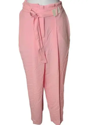 Bar III Bar 111 Bi-Stretch Belted tie ankle pants pink NWT SZ 4