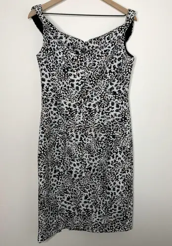 Black Halo Hepburn Kaleidoscope Off Shoulder Dress Womens Size 12 White Black