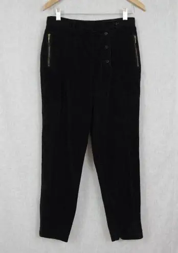 Jordache Vintage Asymmetrical Front Black Corduroy Pants