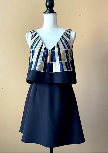 Mara Hoffman | Nantes Black Embroidered Tiered Cocktail Dress Sz 2