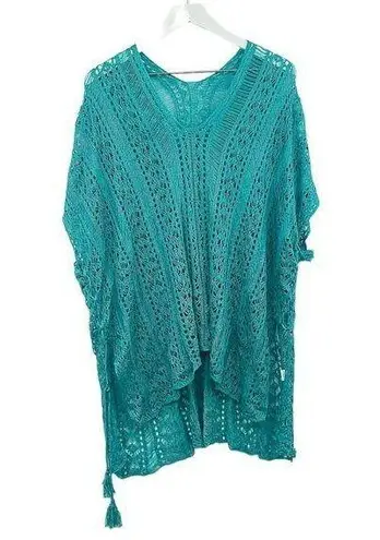 Teal Boho See Through Swim Suit Cover Up One Size Oversized Baggy
