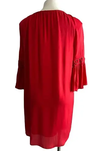 The Kooples Red Silk Drawstring Neck Keyhole Dress Originally $470.00