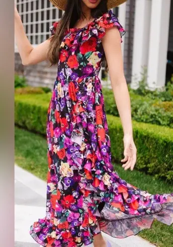 Ivy City Co Black Floral Havana Dress Sz.L NWT Size L