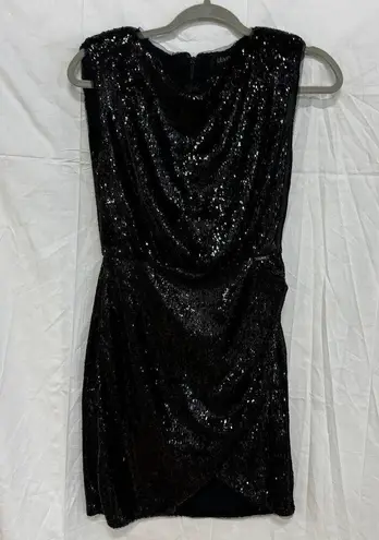 NWT LIU JO Abito Sequins Sleeveless Tulle Mini Dress Nero Black Womens 38 / US 2 Size 0