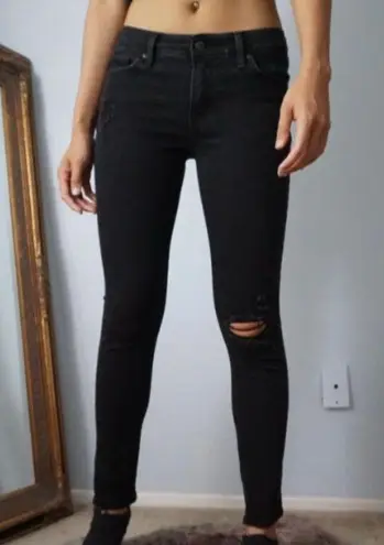 Levi's 711 rough & tumble black distressed skinny jeans size 24 XXS XS