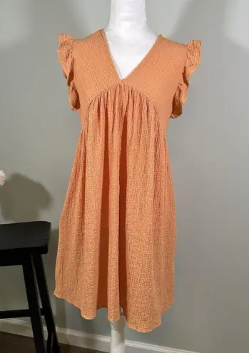 Ces Femme Dress Peach Ruffle Sleeve Fits Small