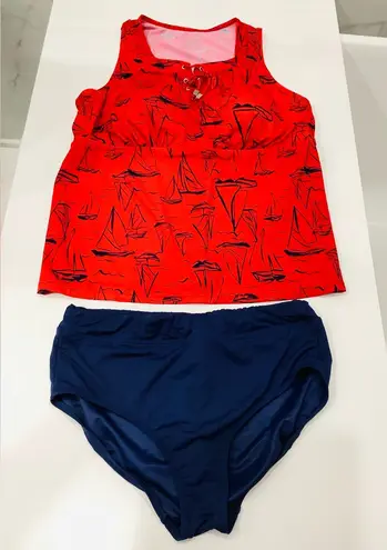 So NICE swim tankini top w/ bottom 🏖️🏝️ Red Size 18