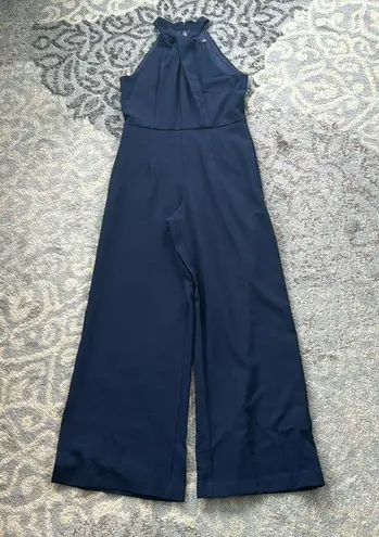 Julia Jordan Knot Neck Halter Jumpsuit Navy 6