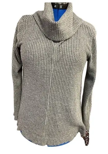 Luxe , Gray Turtleneck Raw Edged Women’s Sweater, Size Large Long Sleeves - Image 1