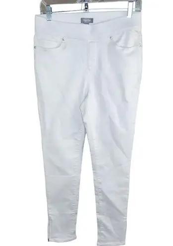 Martha Stewart Women's Jeans Size 8 White Knit Denim Ankle Pull On Elastic NWOT