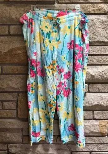 Jams World Vintage DADA DAISY DANCE Floral Multi Cropped Pull On Pants M