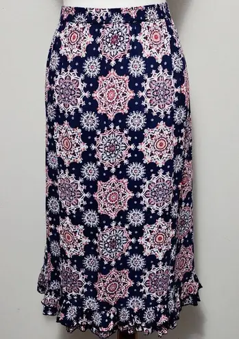 kim rogers Blue Indian Paisley gauze midi skirt size small