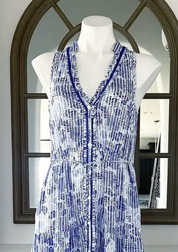 Poupette St. Barth  Nana Printed Maxi Dress Revolve Blue Begonia Size L New w/Tag