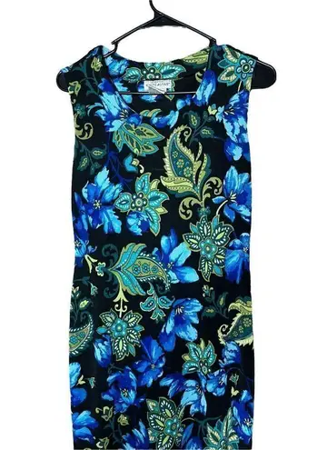 White Stag Vintage Black Blue Floral Paisley Print Maxi Dress Size S 4/6