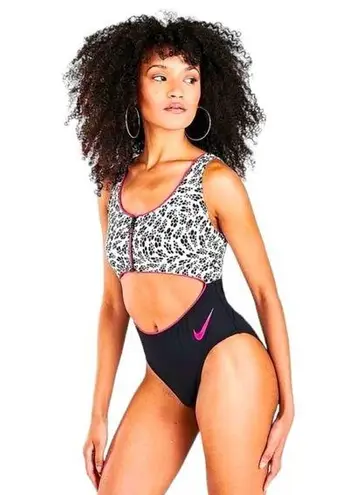 Nike  Swim Party Dots Cutout One Piece Bikini Swimsuit White Women's Large