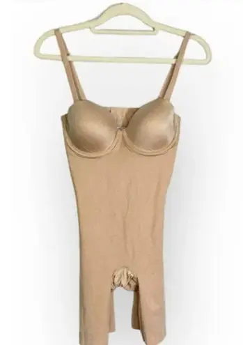 Spanx  Suit Your Fancy Strapless Mid Thigh Bodysuit Women's XL Beige NWT