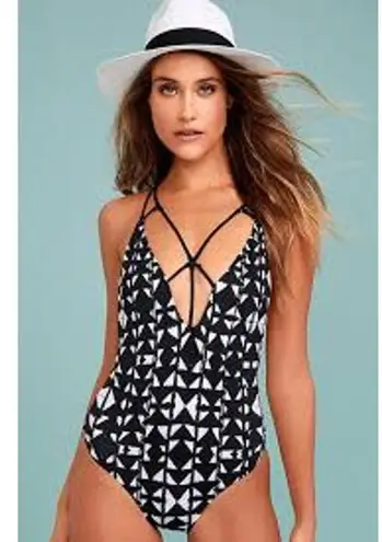 DOLCE VITA Punk Zulu Black and White Print One Piece Swimsuit Small S Strappy